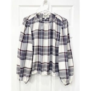 Anthropologie Cloth & Stone Glacier Plaid Top